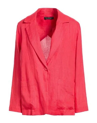 Icona By Kaos Woman Blazer Red Size 10 Linen