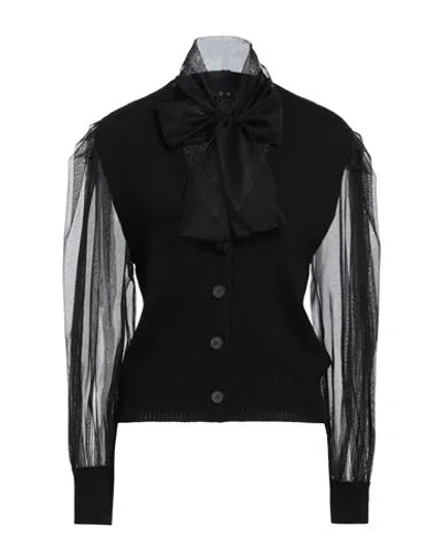 Icona By Kaos Woman Cardigan Black Size M Viscose, Polyamide, Wool, Cashmere