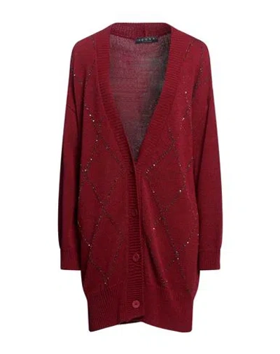 Icona By Kaos Woman Cardigan Brick Size Xs Acrylic, Viscose, Wool, Alpaca Wool In Red