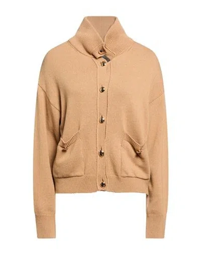 Icona By Kaos Woman Cardigan Camel Size S Viscose, Polyamide, Wool, Cashmere In Beige