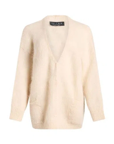 Icona By Kaos Woman Cardigan Ivory Size S Mohair Wool, Polyamide, Elastane In White