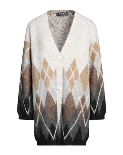 Icona By Kaos Woman Cardigan Light Grey Size S Acrylic, Mohair Wool, Polyamide In Multi