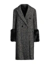 Icona By Kaos Woman Coat Black Size 8 Polyester