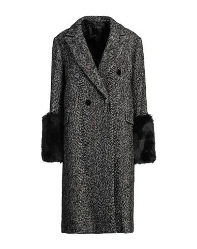 Icona By Kaos Woman Coat Black Size 8 Polyester
