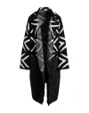 Icona By Kaos Woman Coat Black Size L Acrylic, Mohair Wool, Polyamide In Multi