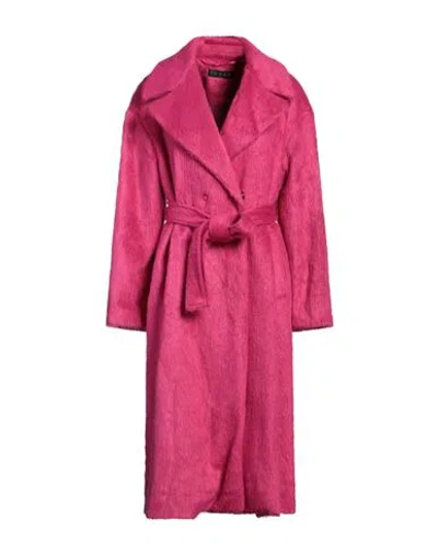 Icona By Kaos Woman Coat Fuchsia Size 4 Acrylic, Polyamide In Pink