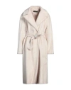 Icona By Kaos Woman Coat Off White Size 10 Acrylic, Polyamide In Off White