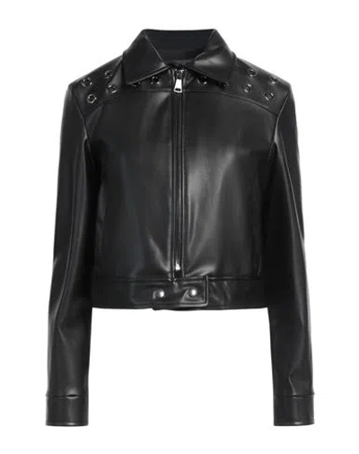 Icona By Kaos Woman Jacket Black Size 12 Polyester, Polyurethane