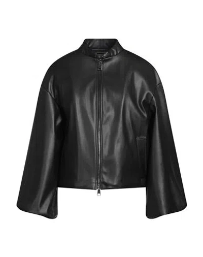 Icona By Kaos Woman Jacket Black Size 6 Polyester, Polyurethane