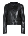Icona By Kaos Woman Jacket Black Size 6 Polyurethane, Polyester In Black