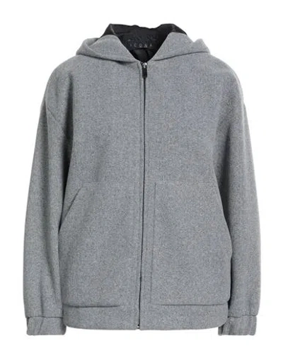 Icona By Kaos Woman Jacket Grey Size 8 Polyester, Acrylic, Wool In Gray