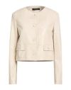Icona By Kaos Woman Jacket Ivory Size 8 Polyurethane, Polyester In Neutral