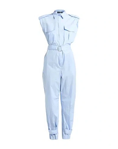 Icona By Kaos Woman Jumpsuit Sky Blue Size 8 Cotton