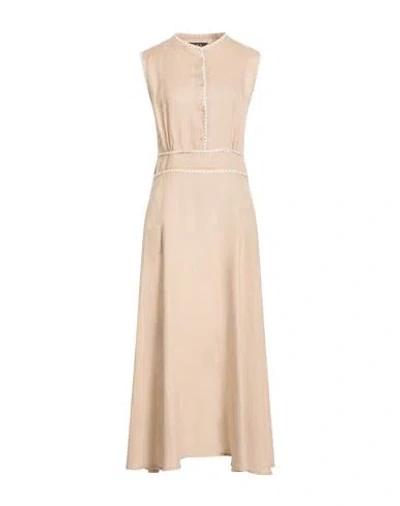 Icona By Kaos Woman Maxi Dress Beige Size 10 Linen In Brown