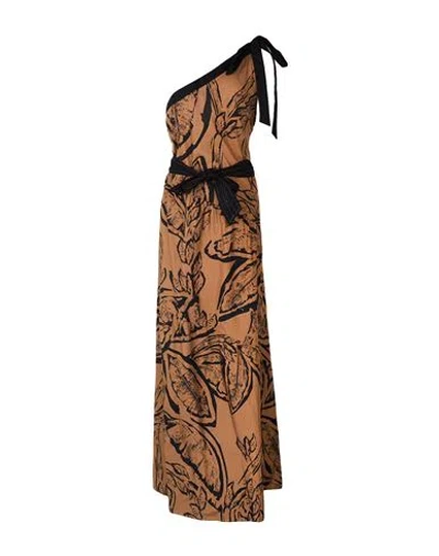 Icona By Kaos Woman Maxi Dress Brown Size 8 Cotton