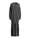 Icona By Kaos Woman Maxi Dress Grey Size S Viscose, Polyamide, Wool, Cashmere, Polyester In Gray