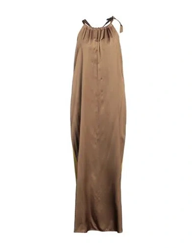 Icona By Kaos Woman Maxi Dress Khaki Size 2 Viscose In Beige