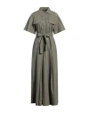 Icona By Kaos Woman Maxi Dress Military Green Size 10 Cotton In Green