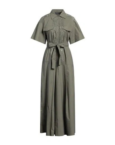 Icona By Kaos Woman Maxi Dress Military Green Size 10 Cotton
