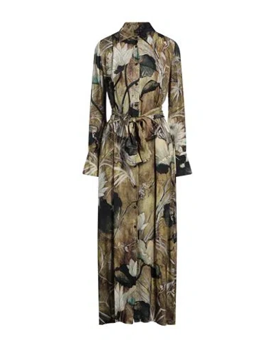 Icona By Kaos Woman Maxi Dress Military Green Size 12 Viscose