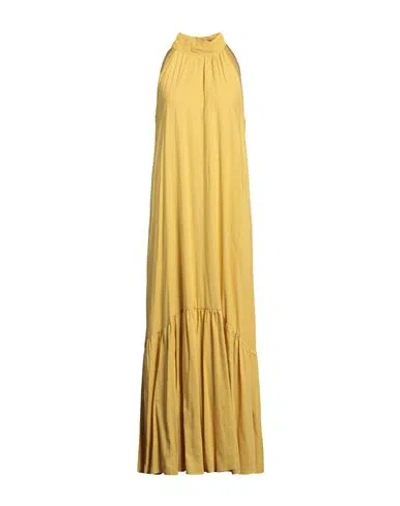 Icona By Kaos Woman Maxi Dress Marigold Size 6 Linen, Viscose In Yellow
