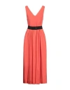 Icona By Kaos Woman Maxi Dress Orange Size 6 Linen, Viscose