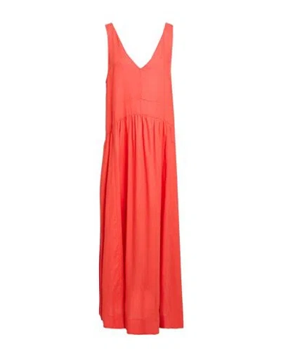 Icona By Kaos Woman Maxi Dress Orange Size 6 Linen, Viscose