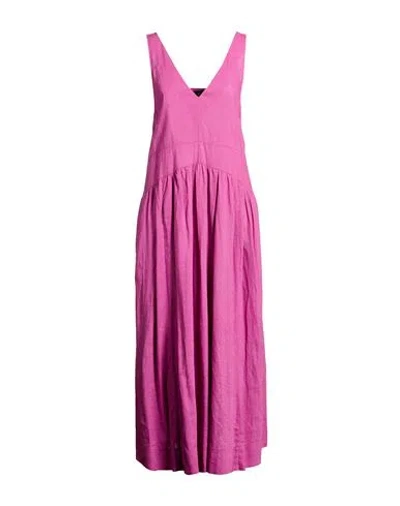 Icona By Kaos Woman Maxi Dress Purple Size 6 Linen, Viscose In Pink