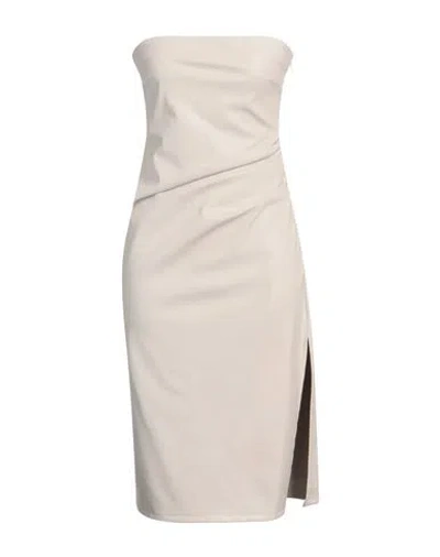 Icona By Kaos Woman Midi Dress Beige Size 8 Polyester