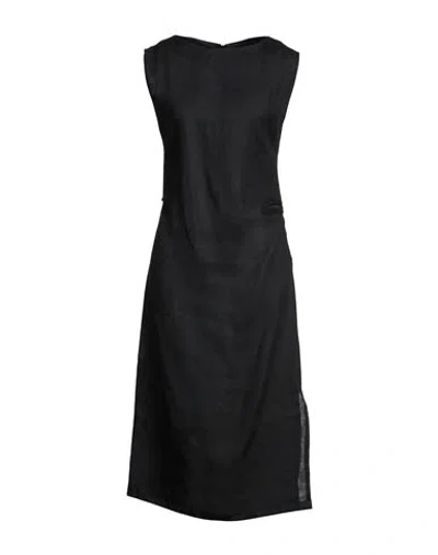 Icona By Kaos Woman Midi Dress Black Size 10 Linen