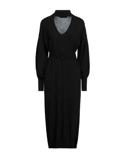 Icona By Kaos Woman Midi Dress Black Size M Viscose, Polyamide, Wool, Cashmere