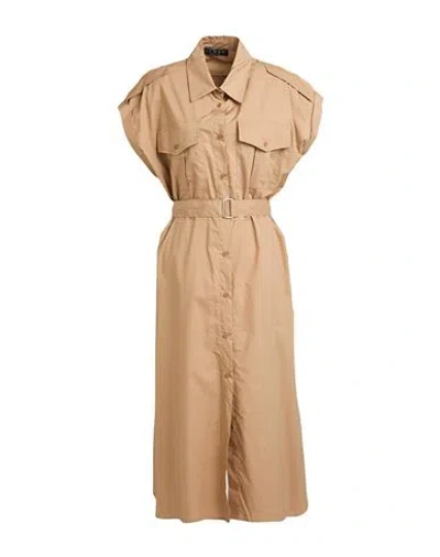 Icona By Kaos Woman Midi Dress Camel Size 10 Cotton In Sand