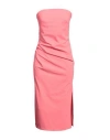 Icona By Kaos Woman Midi Dress Coral Size 8 Polyester, Elastane