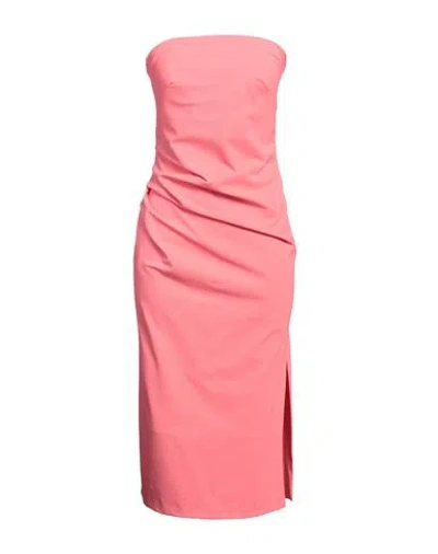 Icona By Kaos Woman Midi Dress Coral Size 8 Polyester, Elastane