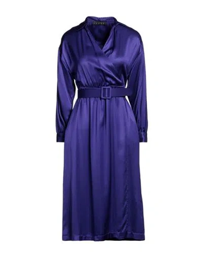 Icona By Kaos Woman Midi Dress Dark Purple Size 10 Viscose