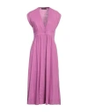 Icona By Kaos Woman Midi Dress Mauve Size 8 Linen, Viscose In Purple