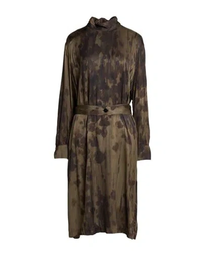 Icona By Kaos Woman Midi Dress Military Green Size 2 Viscose In Multi