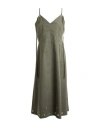 Icona By Kaos Woman Midi Dress Military Green Size 6 Cotton
