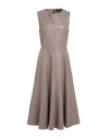 Icona By Kaos Woman Midi Dress Taupe Size 10 Polyurethane, Polyester In Animal Print