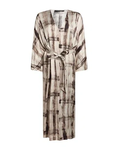 Icona By Kaos Woman Midi Dress Taupe Size 6 Viscose In Gray