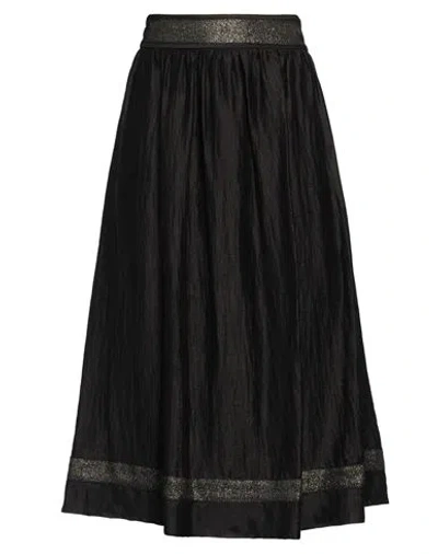 Icona By Kaos Woman Midi Skirt Black Size 6 Linen, Polyamide