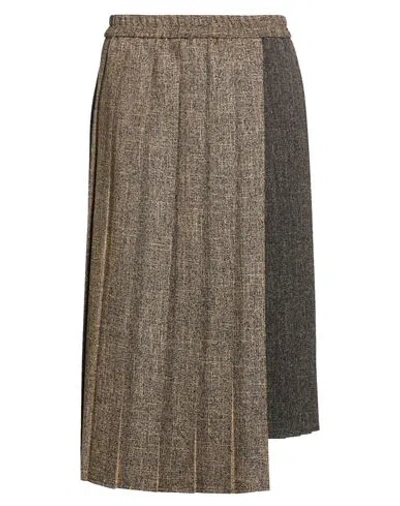Icona By Kaos Woman Midi Skirt Sand Size 6 Polyester, Viscose, Elastane In Brown