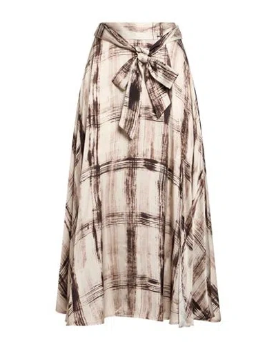 Icona By Kaos Woman Midi Skirt Taupe Size 2 Viscose In Multi