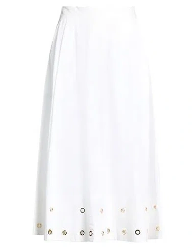 Icona By Kaos Woman Midi Skirt White Size 6 Cotton
