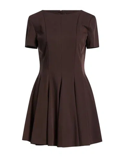 Icona By Kaos Woman Mini Dress Chocolate Brown Size 10 Polyester, Tencel, Elastane