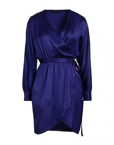 Icona By Kaos Woman Short Dress Dark Purple Size 10 Viscose
