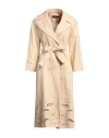 Icona By Kaos Woman Overcoat & Trench Coat Beige Size 10 Cotton In Beige
