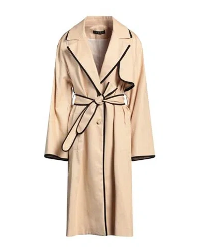 Icona By Kaos Woman Overcoat & Trench Coat Beige Size 6 Polyester, Elastane