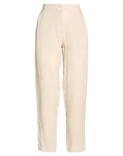 Icona By Kaos Woman Pants Beige Size 10 Linen In Neutral