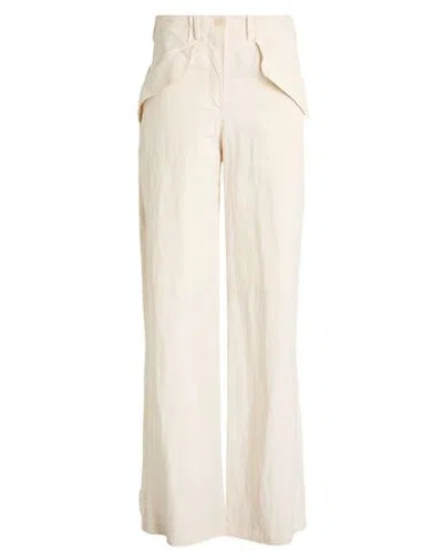 Icona By Kaos Woman Pants Ivory Size 8 Viscose, Linen In White